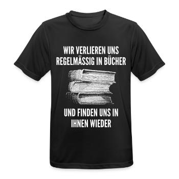 Bücher - Männer T-Shirt atmungsaktiv - Schwarz - Vorne - AI Model Male 178 light (178cm)