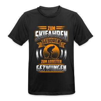 Zum Skifahren geboren - Männer T-Shirt atmungsaktiv - Schwarz - Vorne - AI Model Male 178 light (178cm)