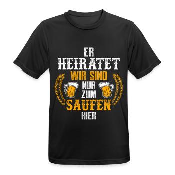 JGA - er heiratet, wir saufen - Männer T-Shirt atmungsaktiv - Schwarz - Vorne - AI Model Male 178 light (178cm)