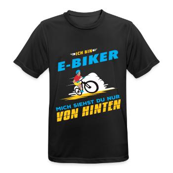E-Bike Pedelec E Biker Fahrrad E Bike Geschenk - Männer T-Shirt atmungsaktiv - Schwarz - Vorne - AI Model Male 178 light (178cm)
