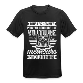 Chauffeur Routier Humour Poids Lourd Cadeau Camion - T-shirt respirant Homme - noir - Devant - AI Model Male 178 light (178cm)