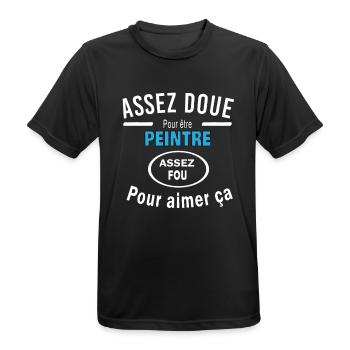 Assez doue pour etre PEINTRE - T-shirt respirant Homme - noir - Devant - AI Model Male 178 light (178cm)