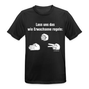 FUN - FliFlaFlu Schere Stein Papier wie Erwachsene - Männer T-Shirt atmungsaktiv - Schwarz - Vorne - AI Model Male 178 light (178cm)