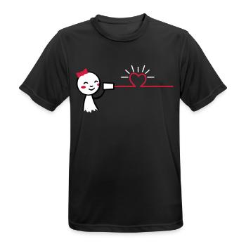 love tin can telephone couple shirt - girl - Männer T-Shirt atmungsaktiv - Schwarz - Vorne - AI Model Male 178 light (178cm)