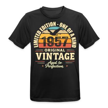 Cadeau Anniversaire 1957 Millésime 1957 Rétro 1957 - T-shirt respirant Homme - noir - Devant - AI Model Male 178 light (178cm)