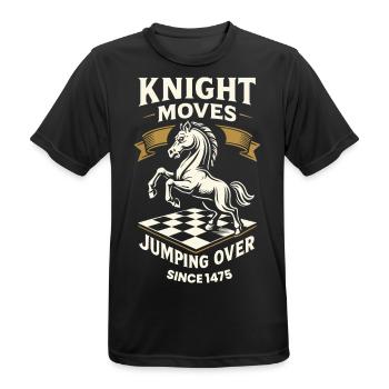 Ritter Bewegt Sich Und Springt Über Schachspieler - Männer T-Shirt atmungsaktiv - Schwarz - Vorne - AI Model Male 178 light (178cm)