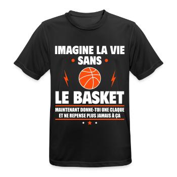 Imagine la vie sans le basket, fête des pères,noël - T-shirt respirant Homme - noir - Devant - AI Model Male 178 light (178cm)