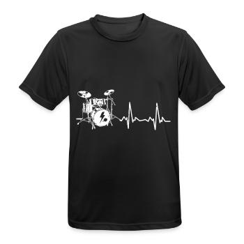 Drums heartbeat - gift idea for drummers - Men's Breathable T-Shirt - black - Front - AI Model Male 178 light (178cm)