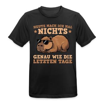 Capybara Heute mach ich mal nichts - Männer T-Shirt atmungsaktiv - Schwarz - Vorne - AI Model Male 178 light (178cm)