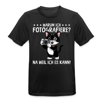 Fotografieren Weil ich es kann - Schwarze Katze - Männer T-Shirt atmungsaktiv - Schwarz - Vorne - AI Model Male 178 light (178cm)