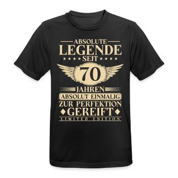 70. Geburtstag Legende seit 70 Jahren - Männer T-Shirt atmungsaktiv - Schwarz - Vorne - AI Model Male 178 light (178cm)