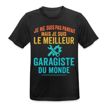 Meilleur garagiste du monde idée cadeau - T-shirt respirant Homme - noir - Devant - AI Model Male 178 light (178cm)