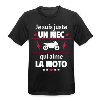 Juste un mec qui aime la moto, motard, noël,Moto - T-shirt respirant Homme - noir - Devant - AI Model Male 178 light (178cm)