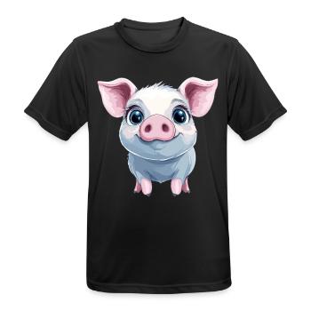 Cochon rose heureux - T-shirt respirant Homme - noir - Devant - AI Model Male 178 light (178cm)