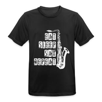 saxophone - Men's Breathable T-Shirt - black - Front - AI Model Male 178 light (178cm)