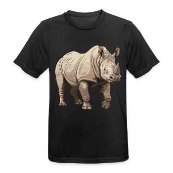 Rhinocéros Animal - T-shirt respirant Homme - noir - Devant - AI Model Male 178 light (178cm)