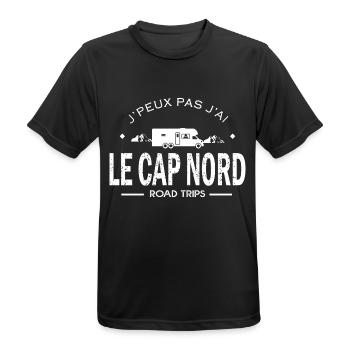 j'peux pas j'ai cap nord cadeau humour camping car - T-shirt respirant Homme - noir - Devant - AI Model Male 178 light (178cm)