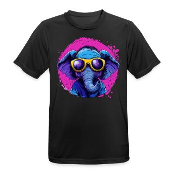 Cooler Elefant in Sonnenbrille - Männer T-Shirt atmungsaktiv - Schwarz - Vorne - AI Model Male 178 light (178cm)