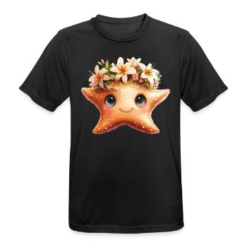 Seestern mit Blumenkrone - Männer T-Shirt atmungsaktiv - Schwarz - Vorne - AI Model Male 178 light (178cm)
