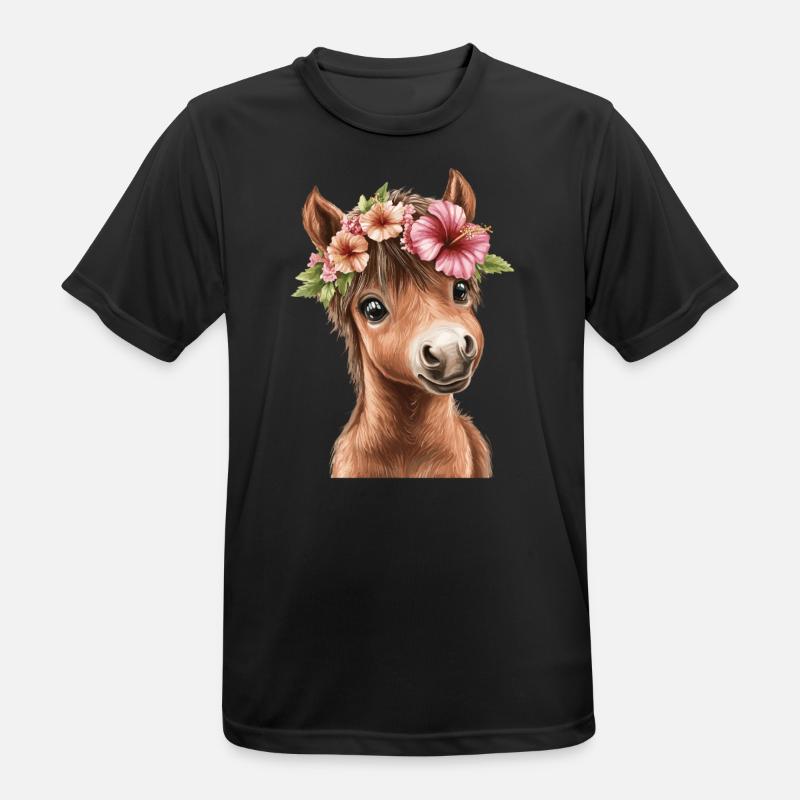 Flower pony with wreath - Men's Breathable T-Shirt - black