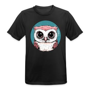 Große Augen Eule - Männer T-Shirt atmungsaktiv - Schwarz - Vorne - AI Model Male 178 light (178cm)