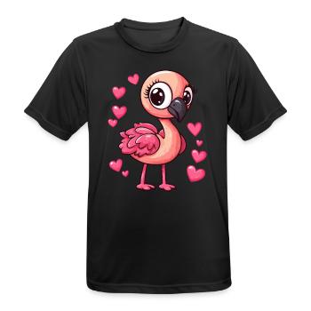 Flamingo mit Herzchen - Männer T-Shirt atmungsaktiv - Schwarz - Vorne - AI Model Male 178 light (178cm)