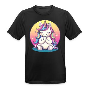 Licorne méditative - T-shirt respirant Homme - noir - Devant - AI Model Male 178 light (178cm)