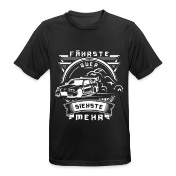 Fährste quer, siehste mehr! - Männer T-Shirt atmungsaktiv - Schwarz - Vorne - AI Model Male 178 light (178cm)