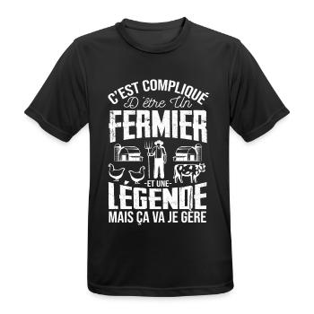 Fermier De Légende Humour Agriculture Cadeau - T-shirt respirant Homme - noir - Devant - AI Model Male 178 light (178cm)