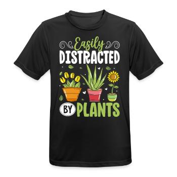 Facilement distrait par les plantes - T-shirt respirant Homme - noir - Devant - AI Model Male 178 light (178cm)