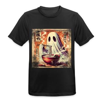 Ramen Ghost Grunge Poster Style - Men's Breathable T-Shirt - black - Front - AI Model Male 178 light (178cm)