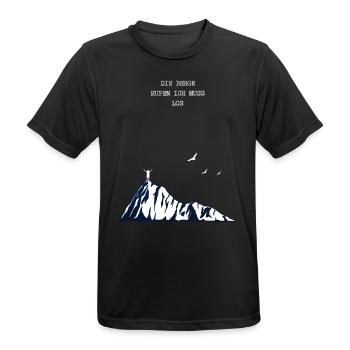 Wandern Minimalistisch - Männer T-Shirt atmungsaktiv - Schwarz - Vorne - AI Model Male 178 light (178cm)