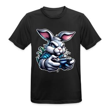 Gaming Hase - Männer T-Shirt atmungsaktiv - Schwarz - Vorne - AI Model Male 178 light (178cm)