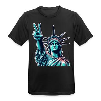 Freiheitsstatue Peace - Männer T-Shirt atmungsaktiv - Schwarz - Vorne - AI Model Male 178 light (178cm)