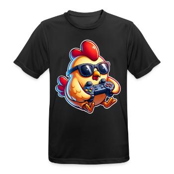 Gaming Gamer Chicken Chickens - Men's Breathable T-Shirt - black - Front - AI Model Male 178 light (178cm)