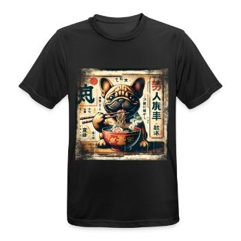 Ramen French Bulldog Dog Grunge Poster St - Men's Breathable T-Shirt - black - Front - AI Model Male 178 light (178cm)