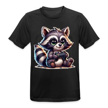 Raccoon Gamer - T-shirt respirant Homme - noir - Devant - AI Model Male 178 light (178cm)