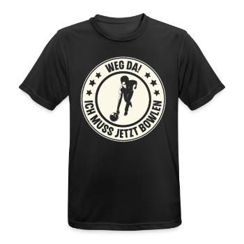 Bowling - Männer T-Shirt atmungsaktiv - Schwarz - Vorne - AI Model Male 178 light (178cm)