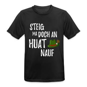 Steig ma doch an Huat nauf Bayrischer Spruch - Männer T-Shirt atmungsaktiv - Schwarz - Vorne - AI Model Male 178 light (178cm)
