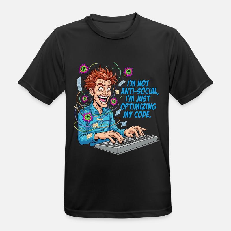 Code Optimizer: Anti-social? Just coding! - Men's Breathable T-Shirt - black