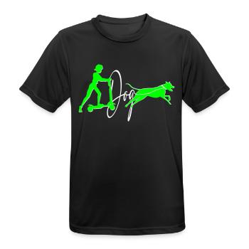 Dog Sports Dog Training Scooter - Men's Breathable T-Shirt - black - Front - AI Model Male 178 light (178cm)