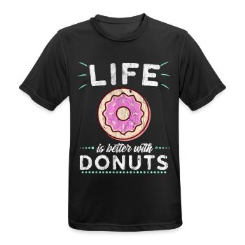 Donut Donuts Süß Pink Geschenk Essen Nachspeise - Männer T-Shirt atmungsaktiv - Schwarz - Vorne - AI Model Male 178 light (178cm)