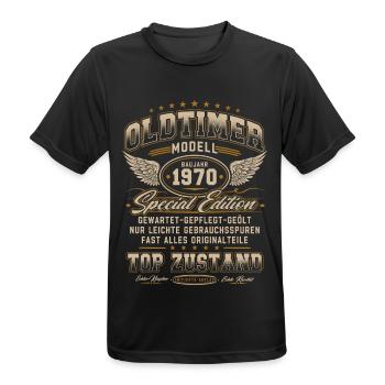 Oldtimer Baujahr 1970 Jahrgang Geburtstag Geschenk - Männer T-Shirt atmungsaktiv - Schwarz - Vorne - AI Model Male 178 light (178cm)