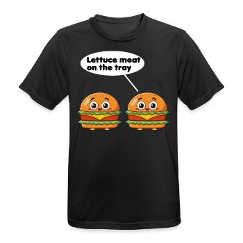 Salatfleisch auf dem Tablett lustiges Burger-Wortspiel - Männer T-Shirt atmungsaktiv - Schwarz - Vorne - AI Model Male 178 light (178cm)