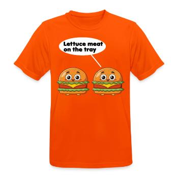 Salatfleisch auf dem Tablett lustiges Burger-Wortspiel - Männer T-Shirt atmungsaktiv - Neonorange - Vorne - AI Model Male 185 dark (185cm)