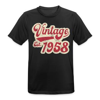 Vintage Est 1958 - T-shirt respirant Homme - noir - Devant - AI Model Male 178 light (178cm)
