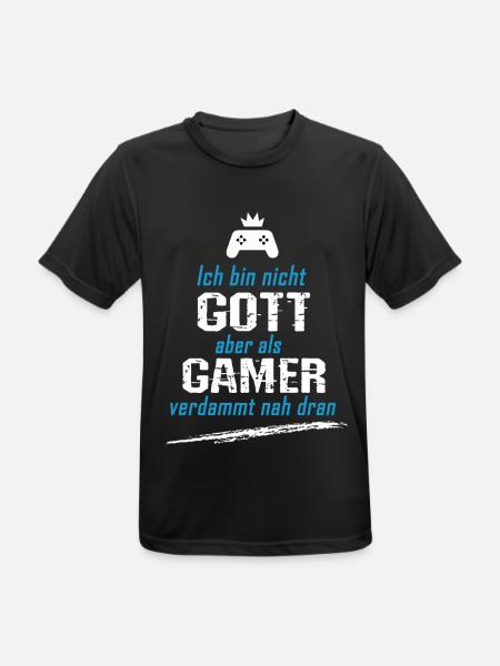 Ich bin zwar nicht Gott, aber als Gamer nah dran! - Männer T-Shirt atmungsaktiv - Schwarz