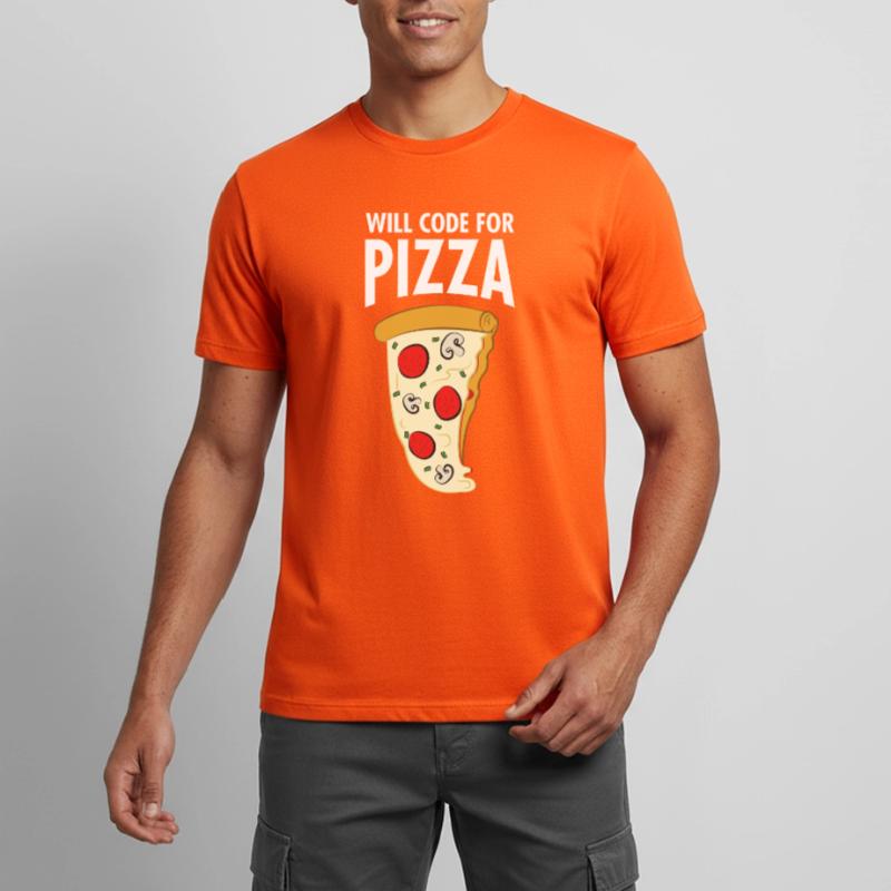 Will Code For Pizza - Funny Programmer Slogan Männer T-Shirt atmungsaktiv