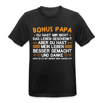 Bonus Papa Stiefvater Geschenk Pflegevater - Männer T-Shirt atmungsaktiv - Schwarz - Vorne - AI Model Male 178 light (178cm)