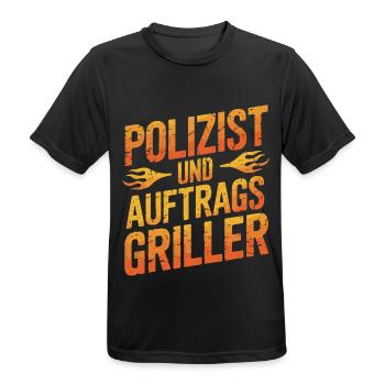 Polizist und Auftragsgriller - Männer T-Shirt atmungsaktiv - Schwarz - Vorne - AI Model Male 178 light (178cm)